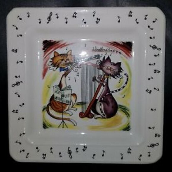 Musical Cat Cheese Plate ITALY - Picture 1 of 2